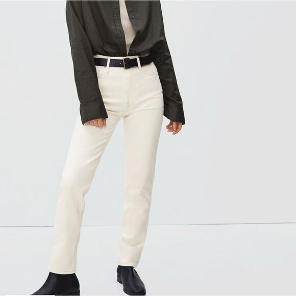 Everlane The Original Cheeky High Rise Ecru Crop Jeans - Picture 2 of 7